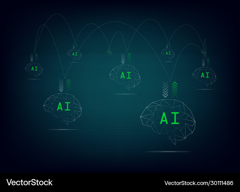 AI Neural Network Data Transfer vector image