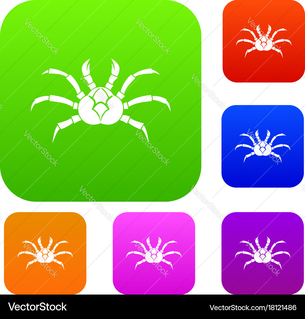 Crab set color collection Vector Image