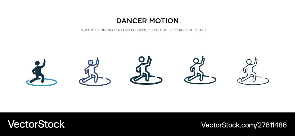 Dancer motion icon in different style two Vector Image