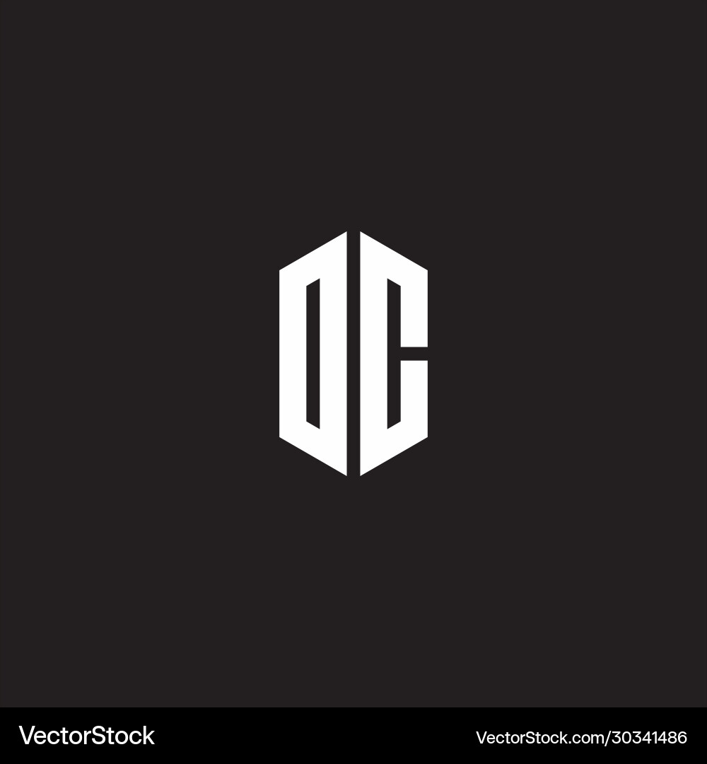 Dc logo monogram with hexagon shape style design vector image