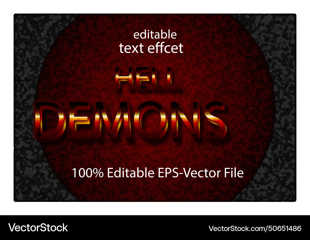 Editable text effect hell demons 3d gradient style Vector Image
