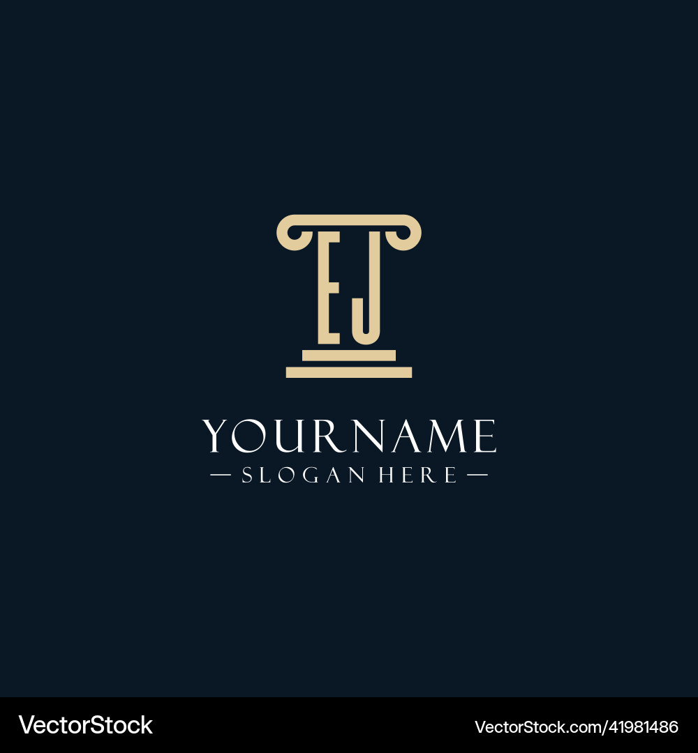Ej initial monogram logos with pillar shapes style Vector Image
