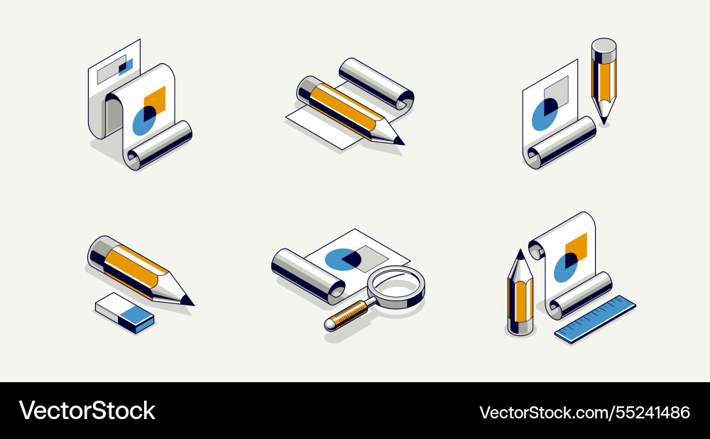 Engineering project concept set paper document Engineering project concept set paper document vector image