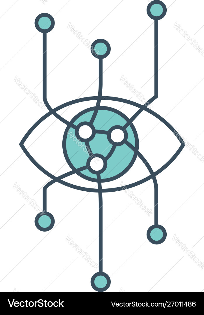 Eye icon with ai neural network inside Eye icon with ai neural network inside vector image