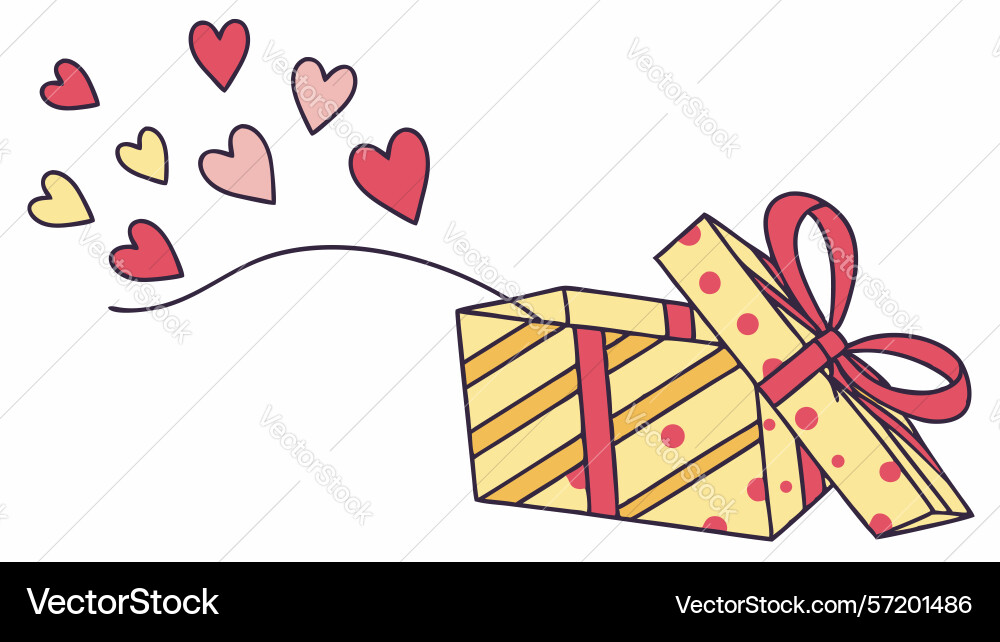 Gift box with floating hearts design generative ai Vector Image