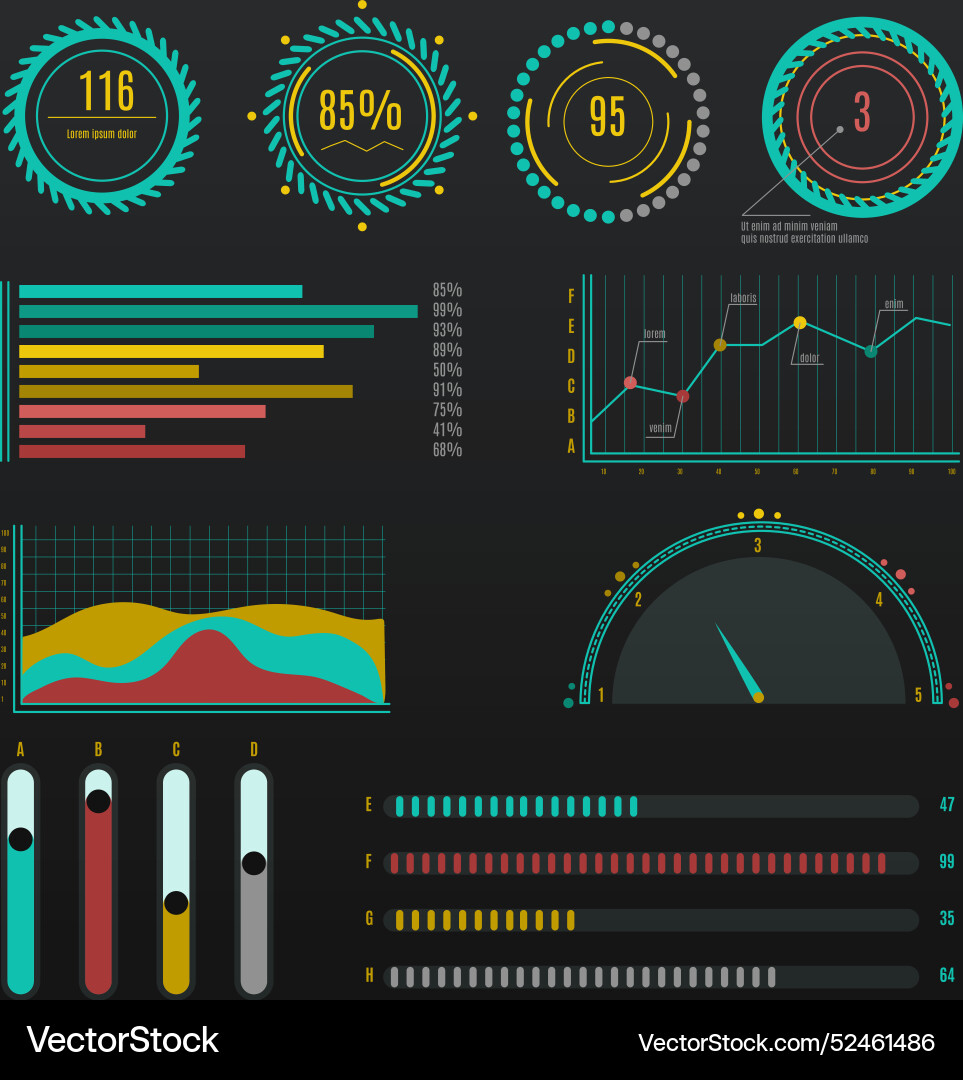 Infographic dashboard element collection Vector Image