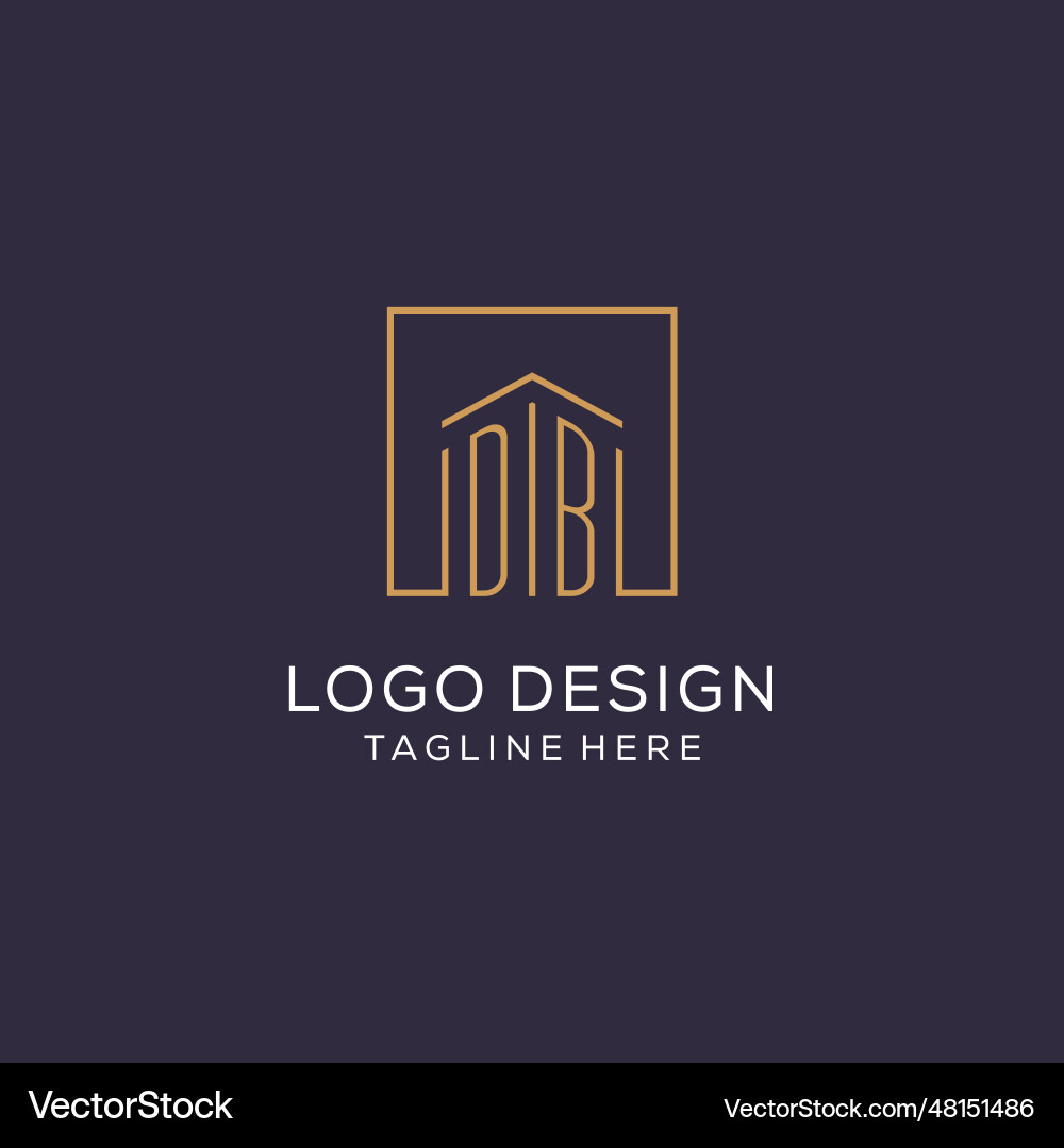 Initial db logo with square lines luxury Initial db logo with square lines luxury vector image