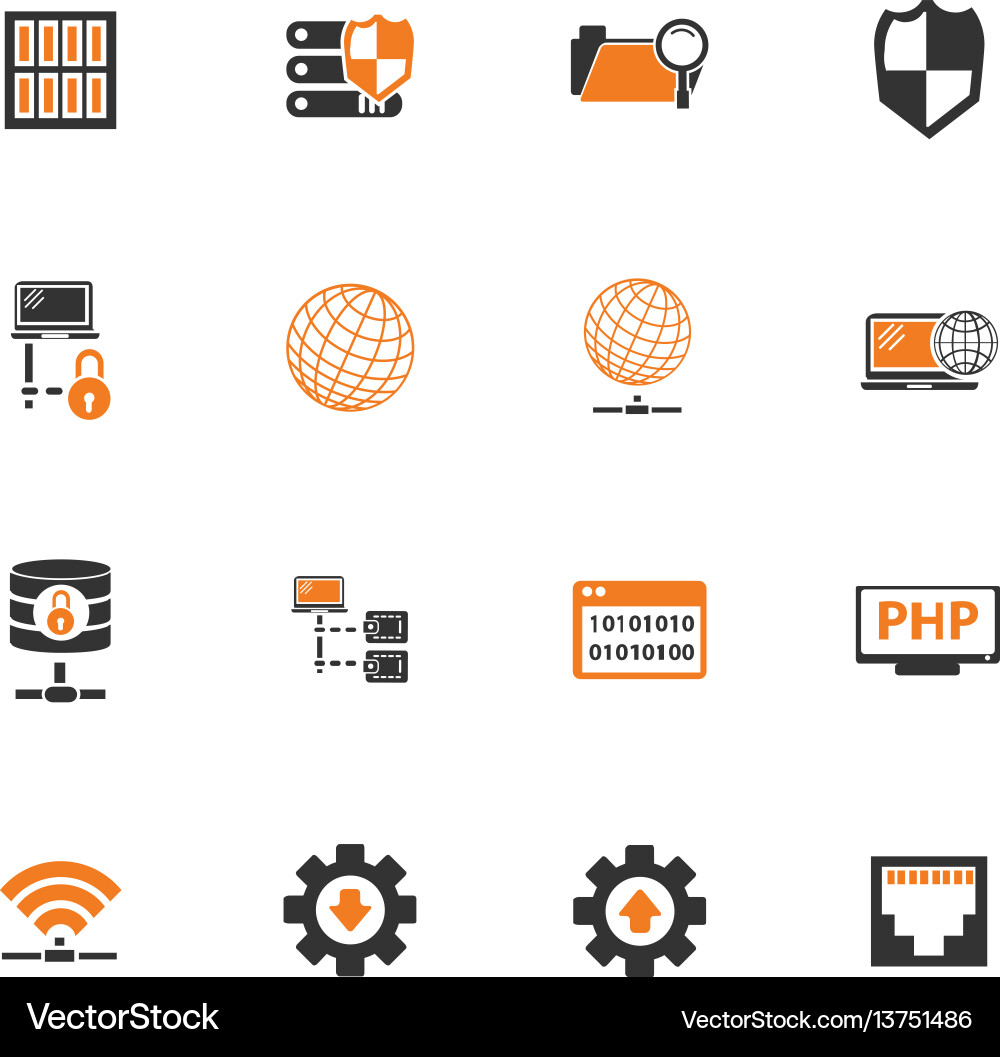 Internet server network icons set vector image