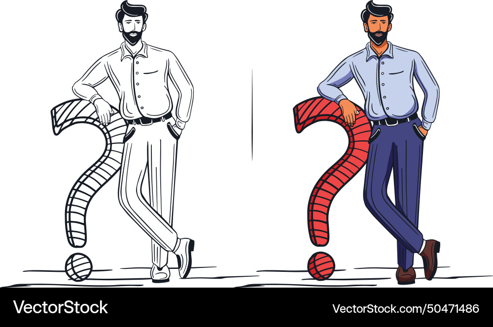 Man standing with question mark Man standing with question mark vector image
