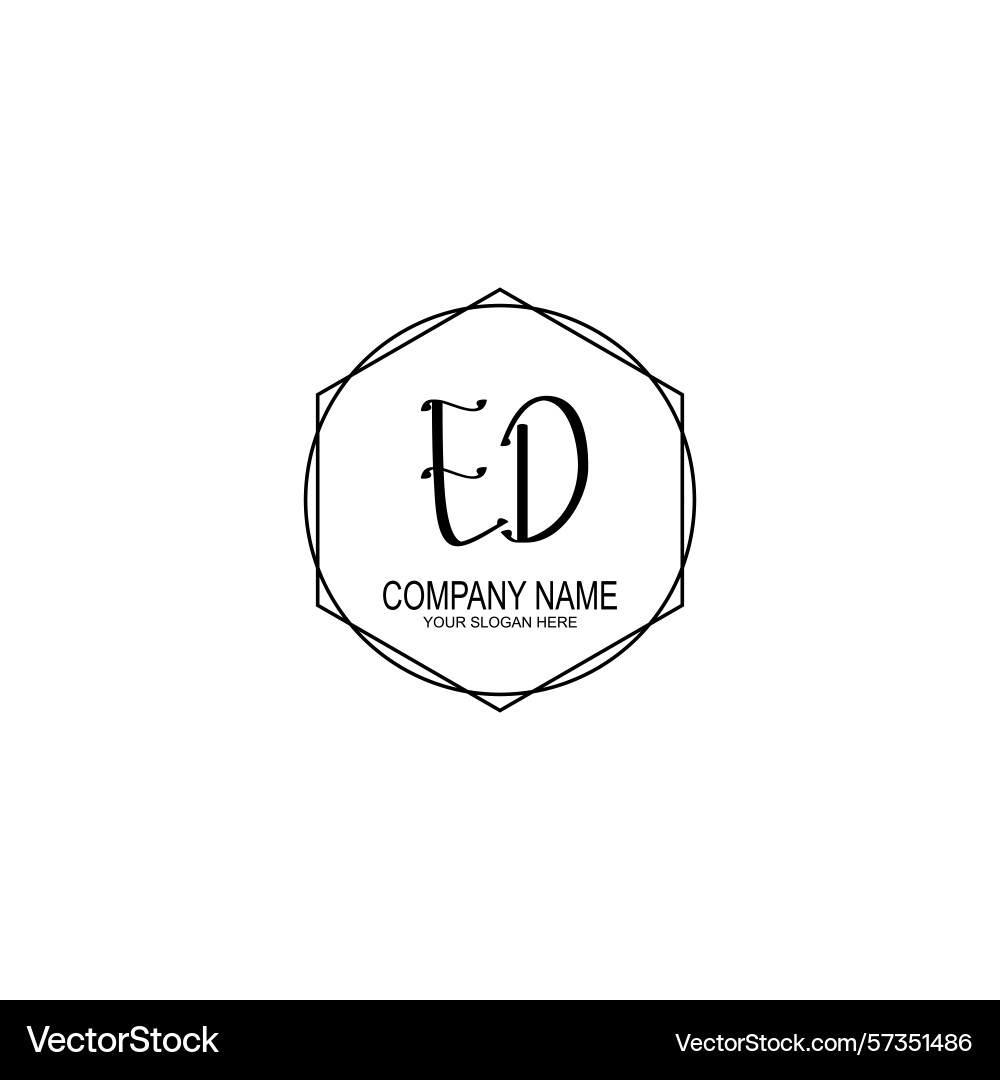 Minimalist handwritten ed initial logos with soft Vector Image