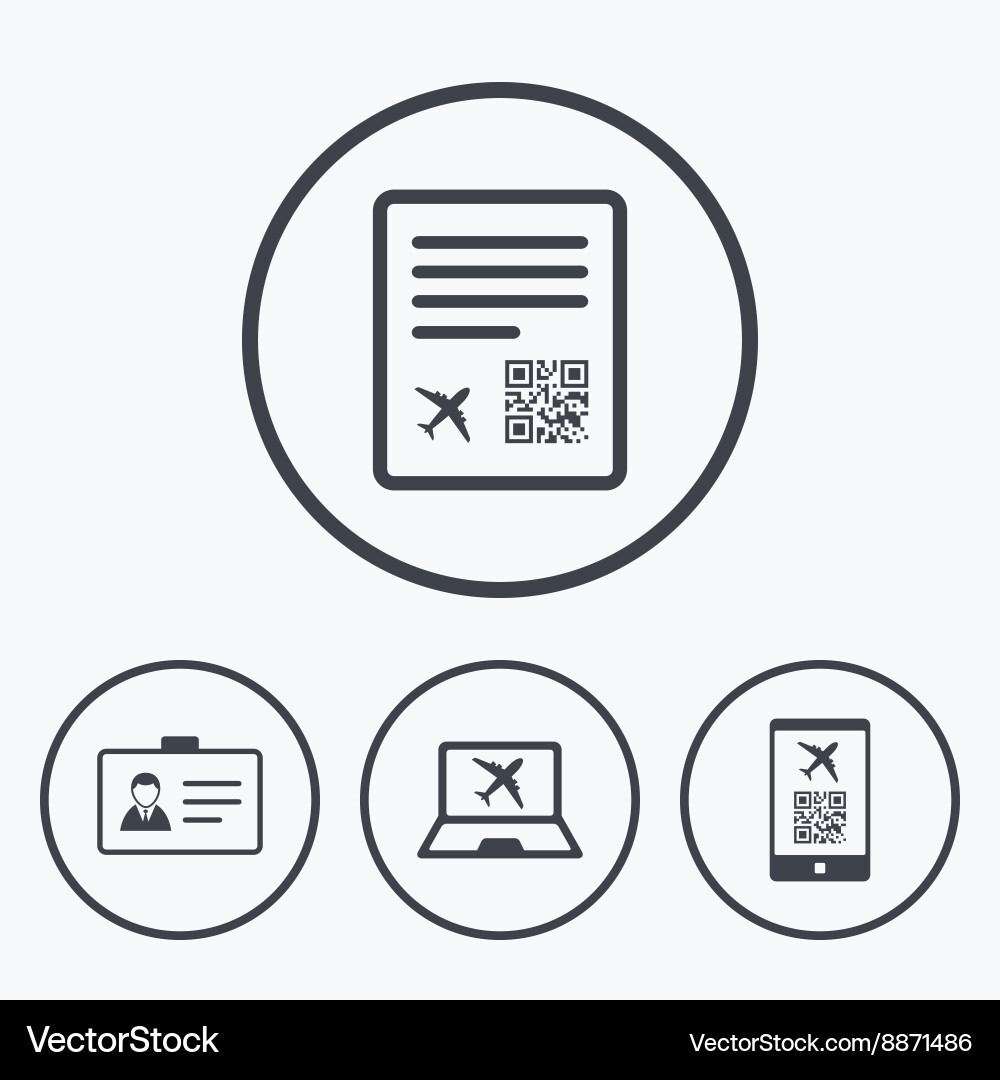Qr scan code icon boarding pass flight sign Vector Image