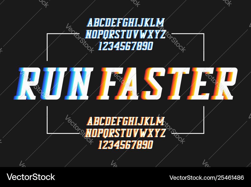 Retro sport font with colorful overlap effect Retro sport font with colorful overlap effect vector image