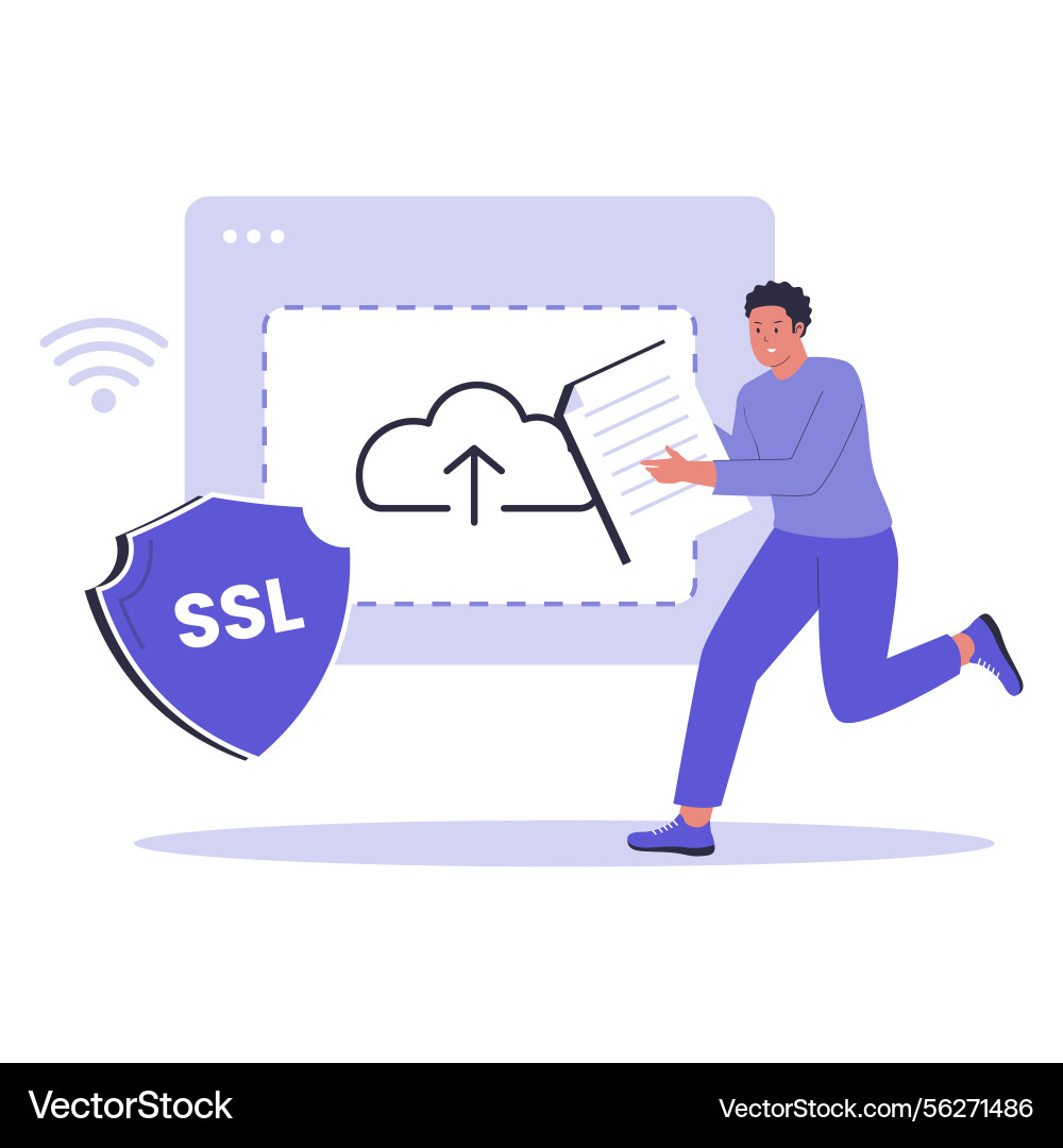 Ssl secure file upload for safe online data Ssl secure file upload for safe online data vector image