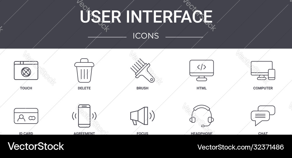 User interface concept line icons set contains User interface concept line icons set contains vector image
