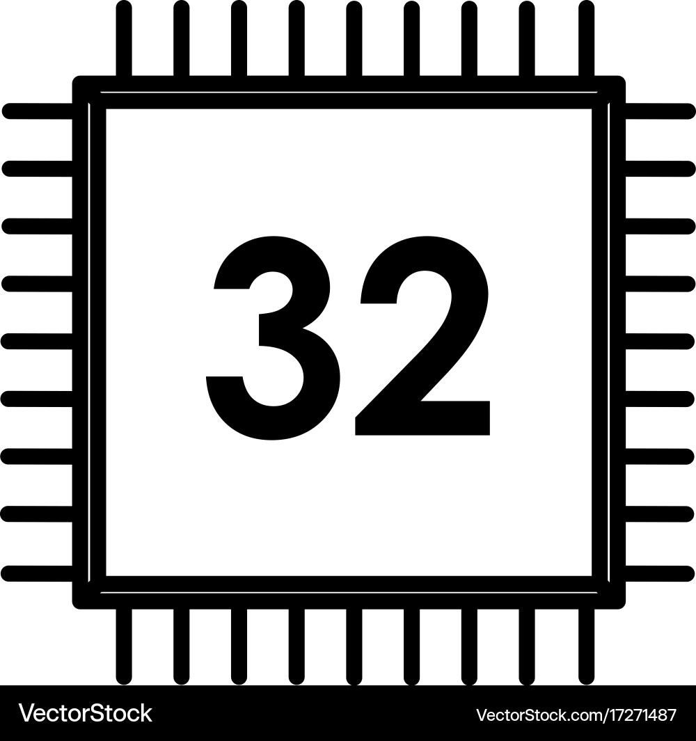 32 bit processor icon vector image