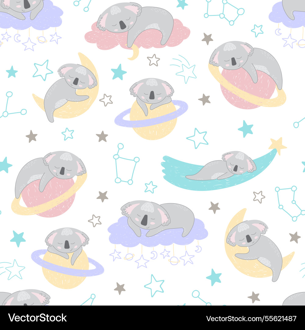 Adorable sleeping koalas seamless pattern Adorable sleeping koalas seamless pattern vector image