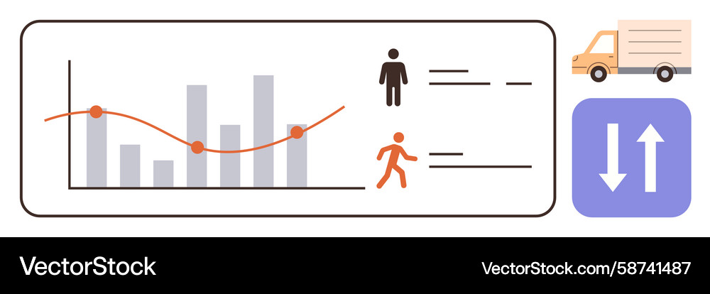 Analytics dashboard with graphs logistics icons Analytics dashboard with graphs logistics icons Vector Image