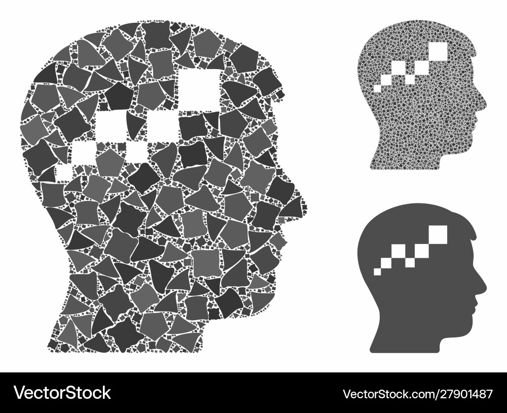Brain blockchain mosaic icon irregular parts Brain blockchain mosaic icon irregular parts vector image