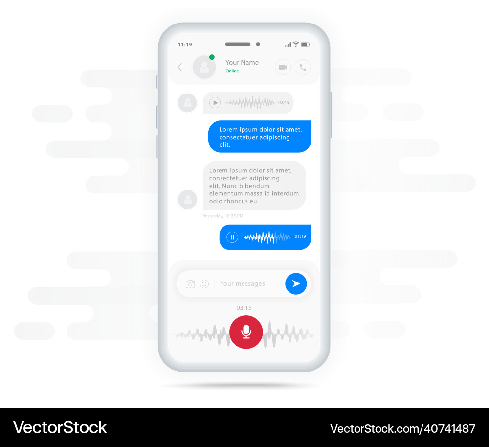 Chat ui application design concept video call ux Chat ui application design concept video call ux vector image
