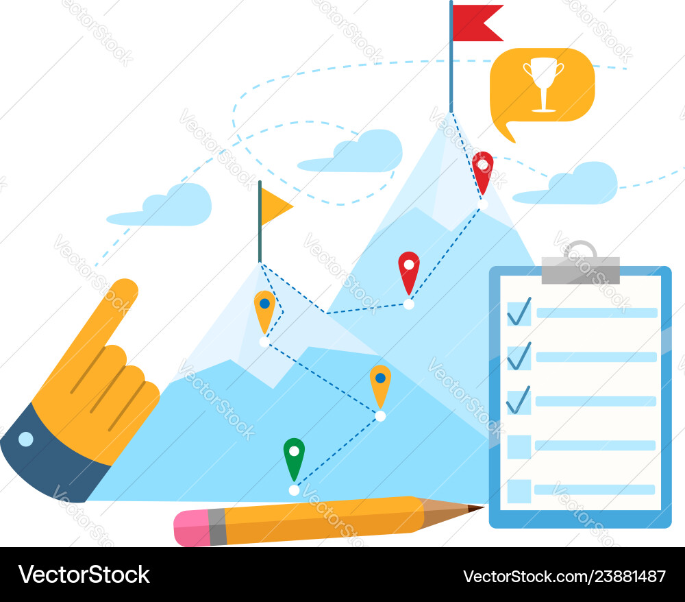 Checkpoints on the way to goal high level Checkpoints on the way to goal high level vector image