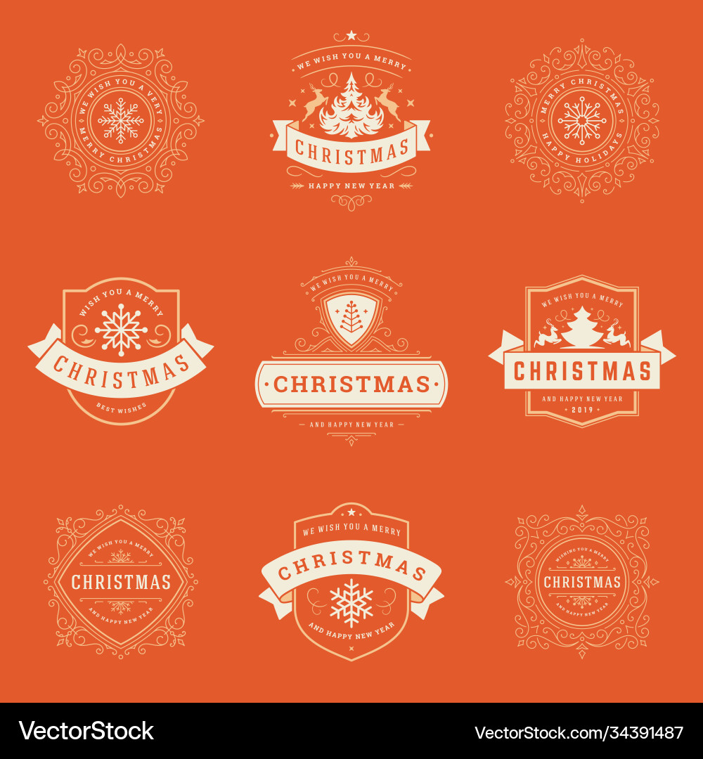 Christmas labels and badges design elements Christmas labels and badges design elements vector image