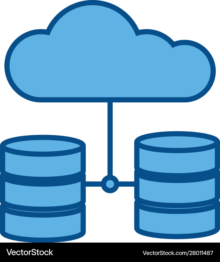 Cloud computing database data internet line vector image