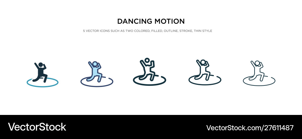 Dancing motion icon in different style two Vector Image