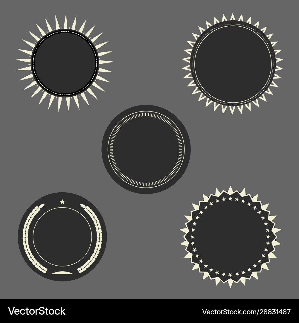 Dark round seal frames set Dark round seal frames set vector image