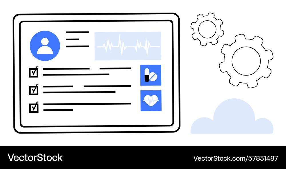 Digital medical record display with health data Digital medical record display with health data vector image