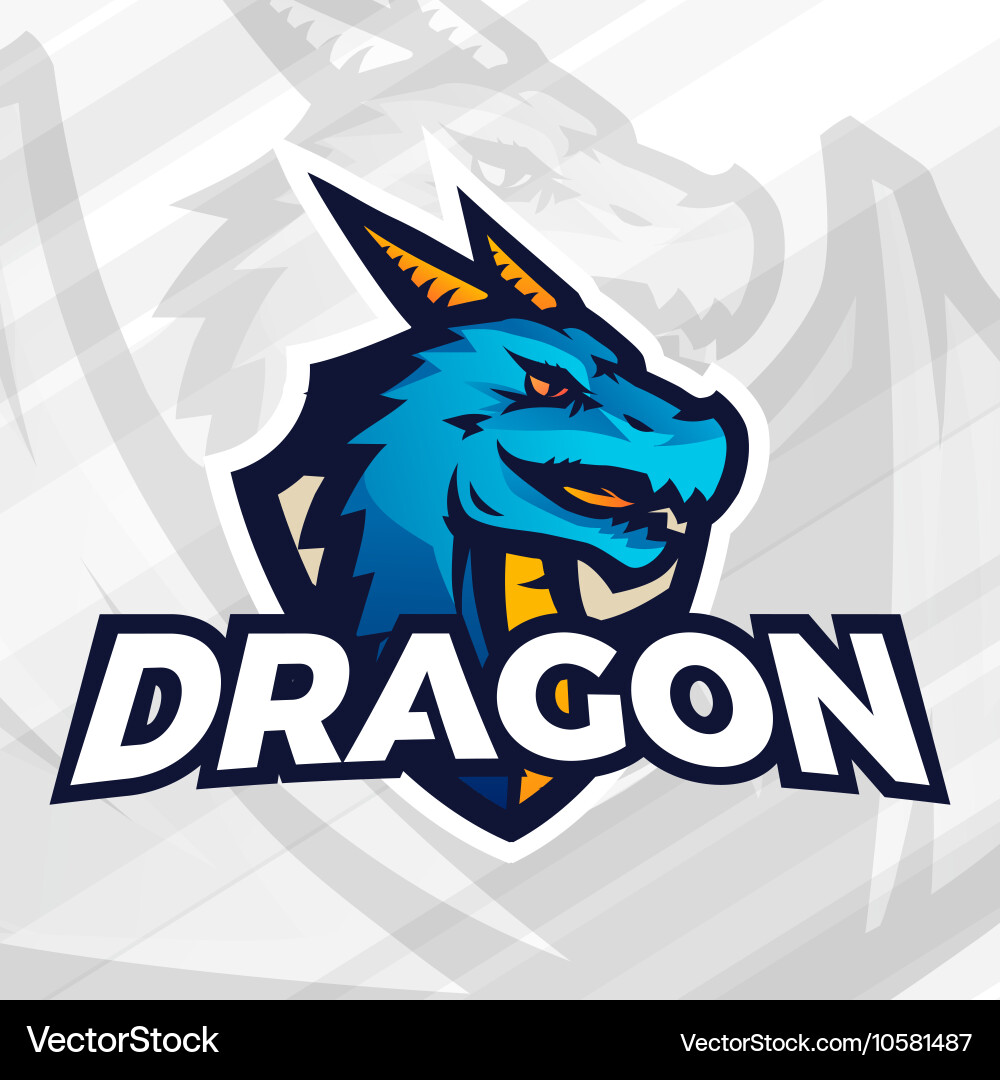 Dragon auf Schild Sport Maskottchen Konzept Fußball Vektorbild