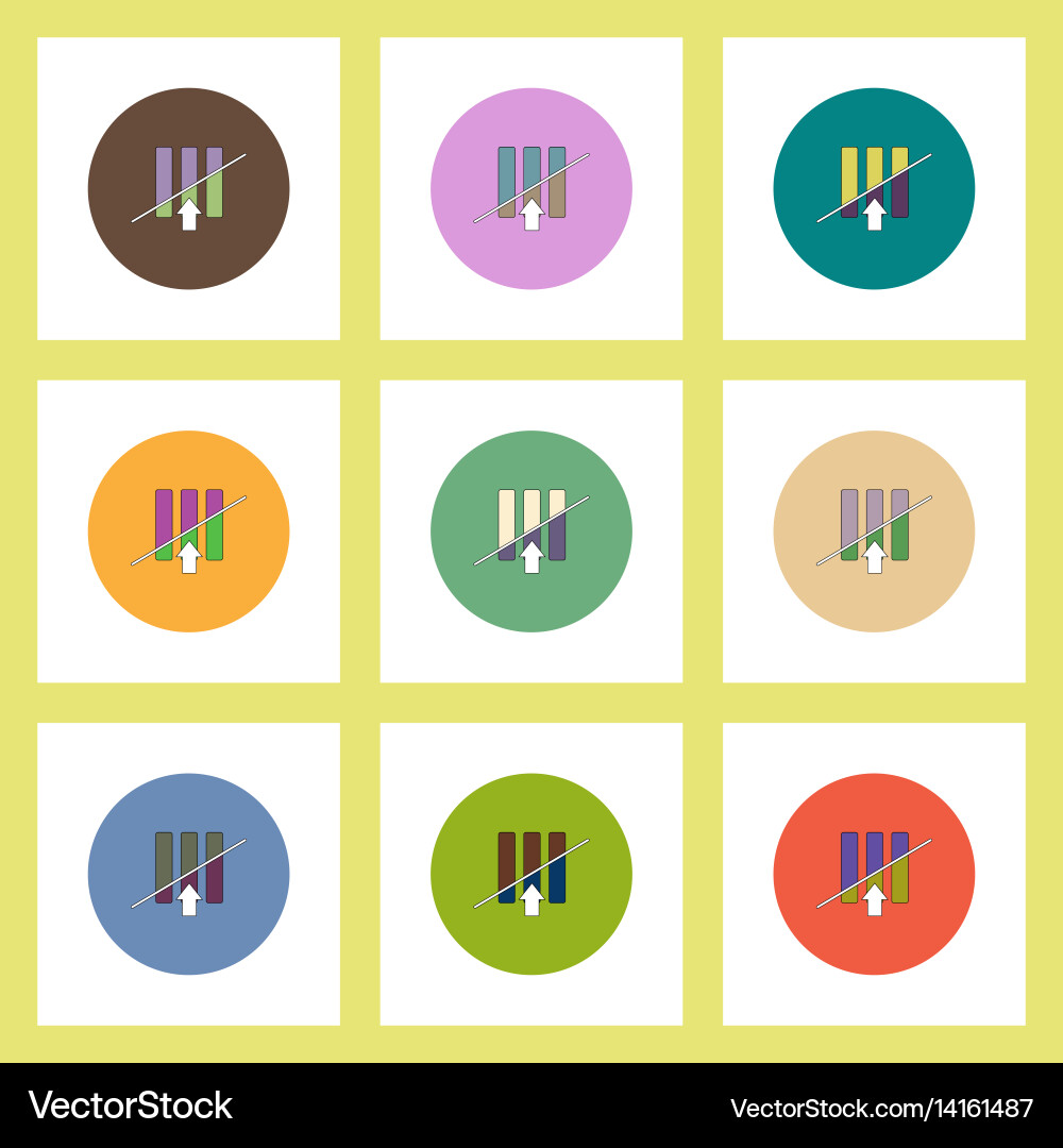 Flat icons set of half column chart and arrow Vector Image