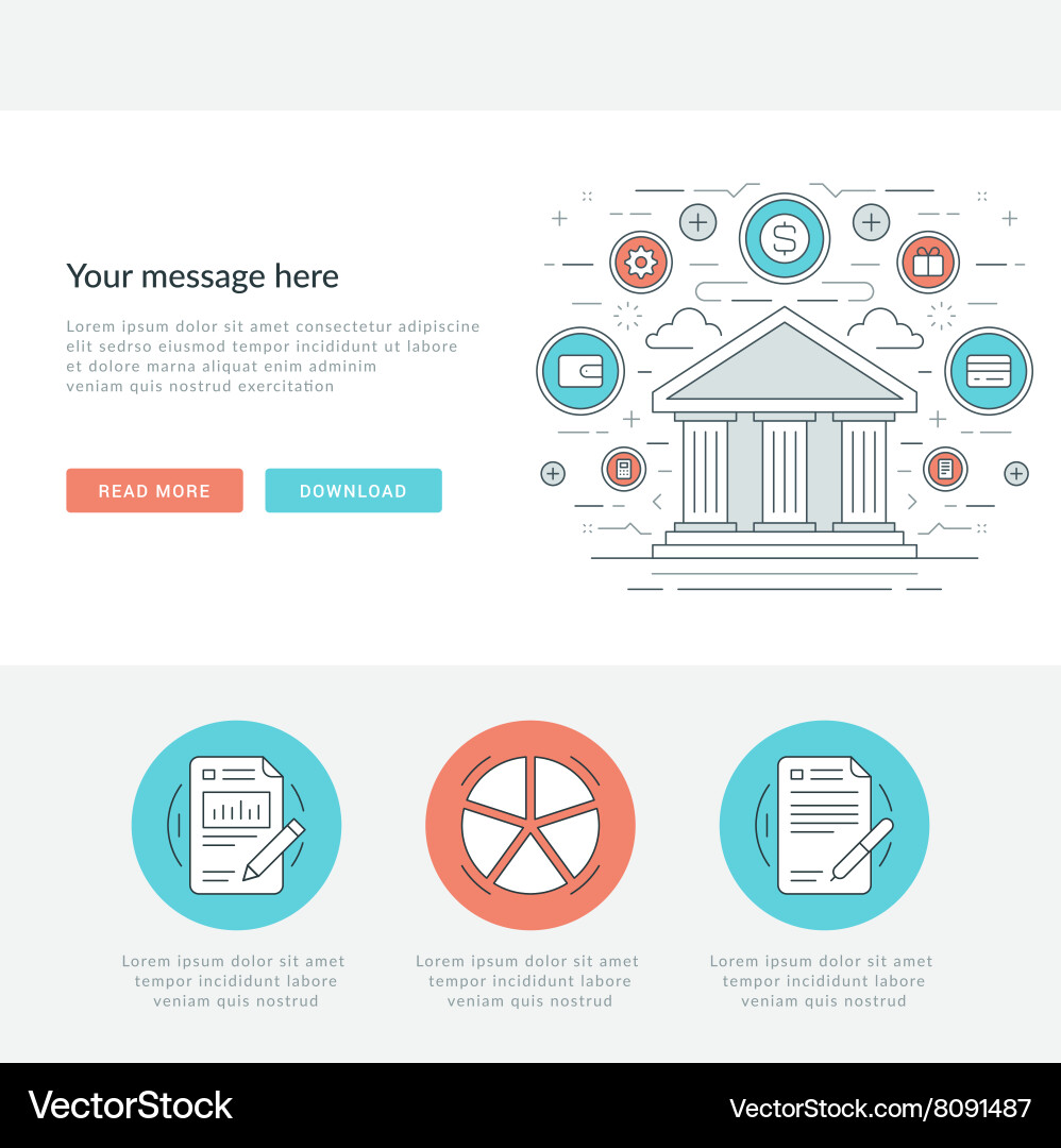 Flat line business concept web site header Vector Image