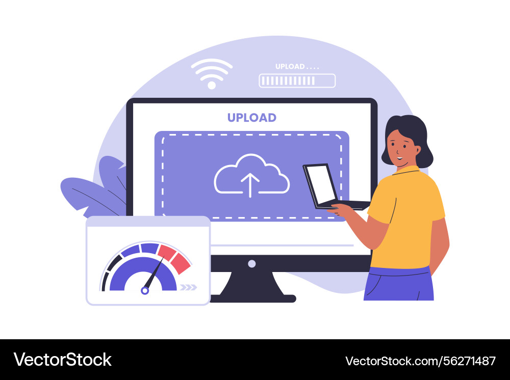 High speed upload for fast data transfer vector image