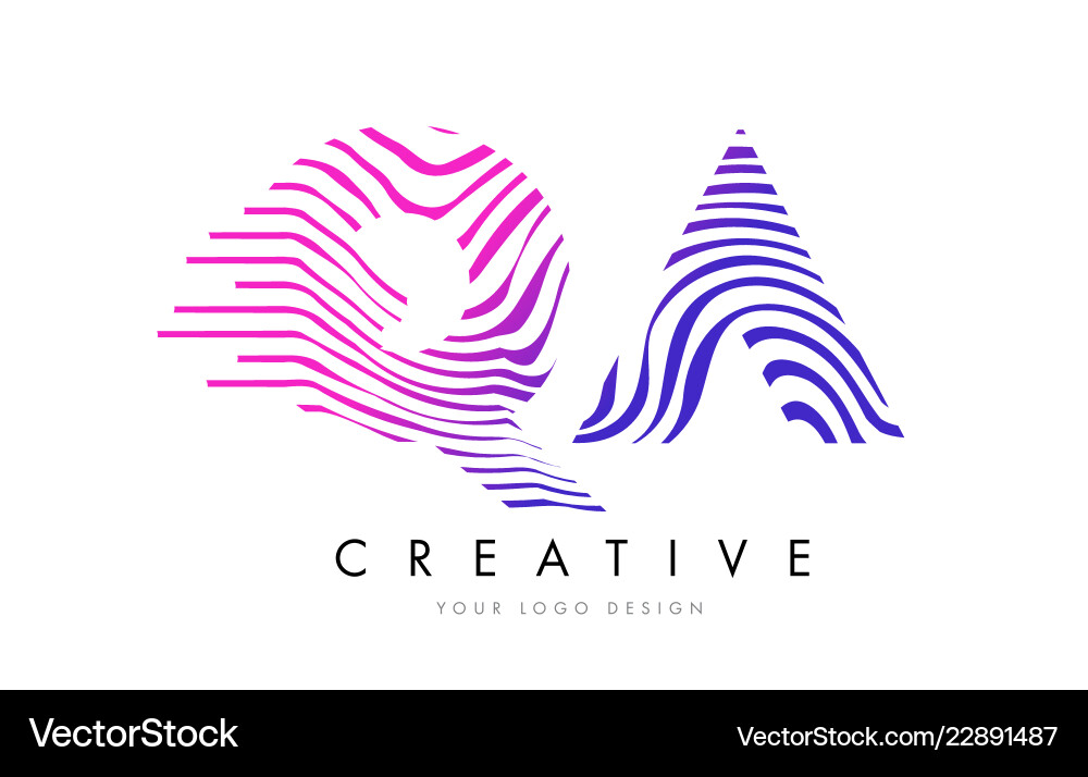 Qa q a zebra lines letter logo design Vector Image