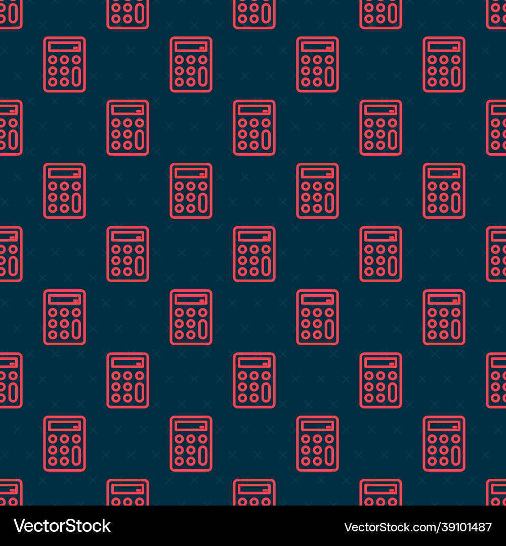 Red line calculator icon isolated seamless pattern Red line calculator icon isolated seamless pattern vector image