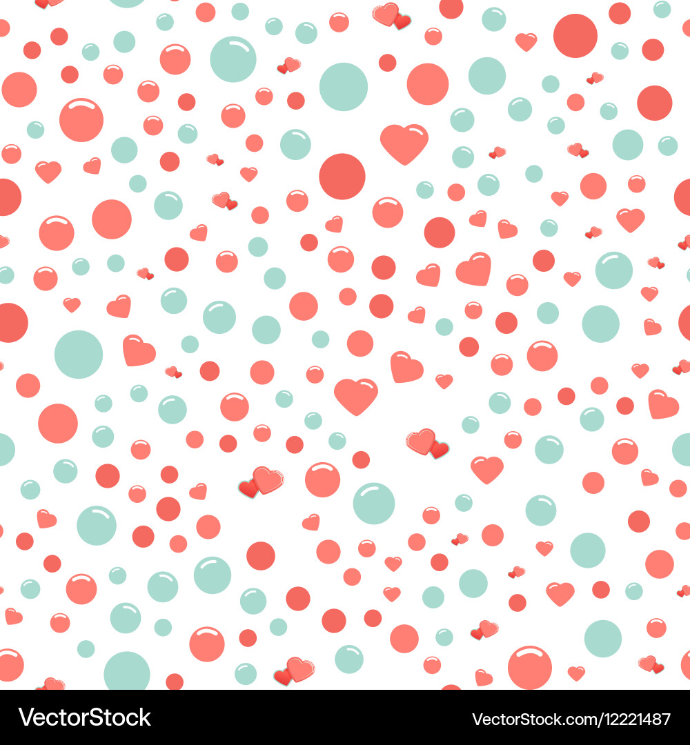 Seamless pattern with hearts and circles Vector Image