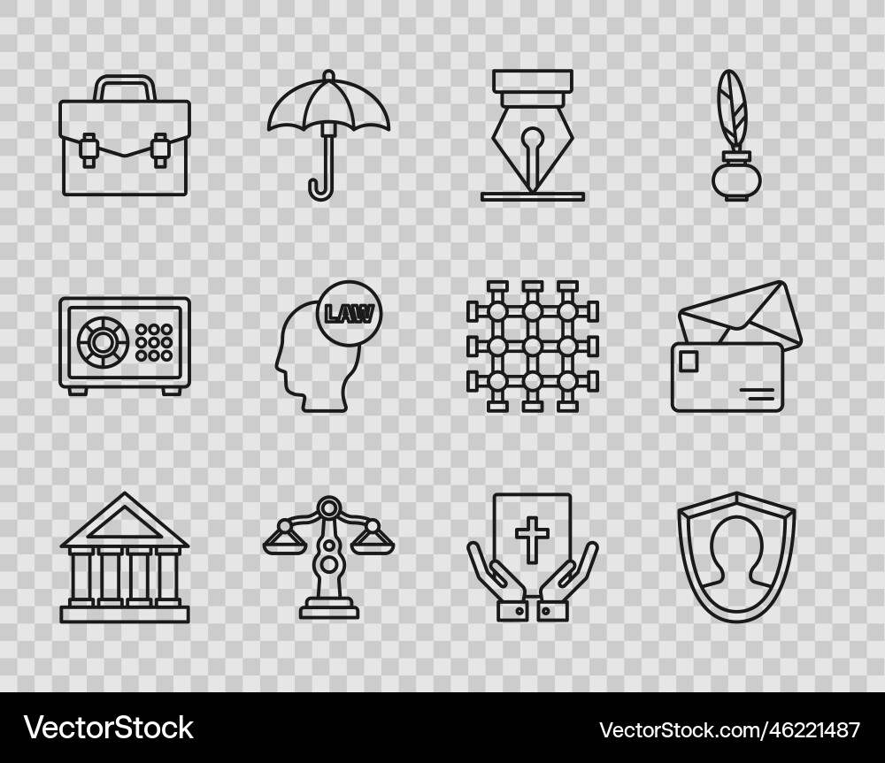 Set line courthouse building user protection Set line courthouse building user protection vector image