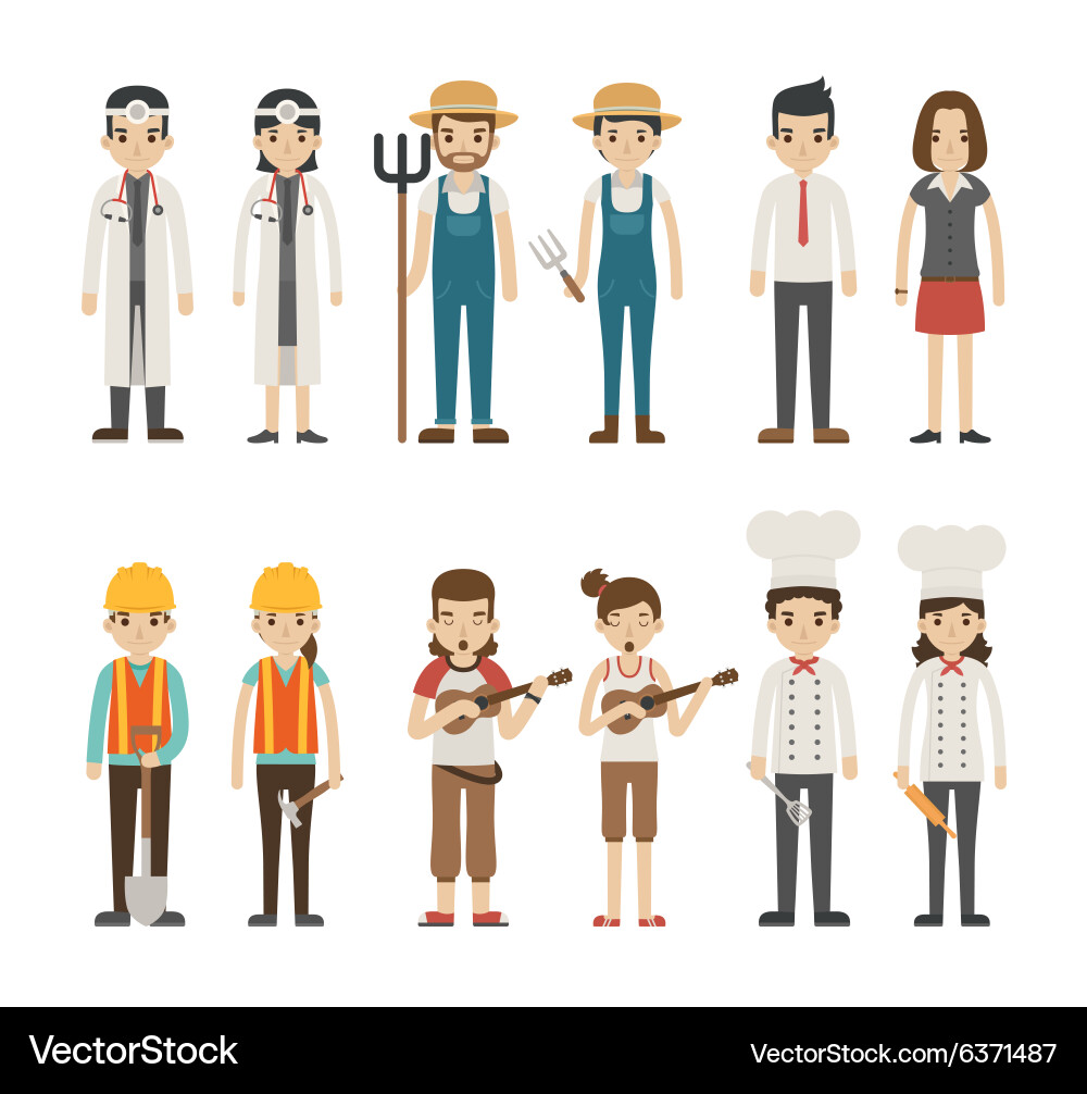 Set of profession characters eps10 format vector image