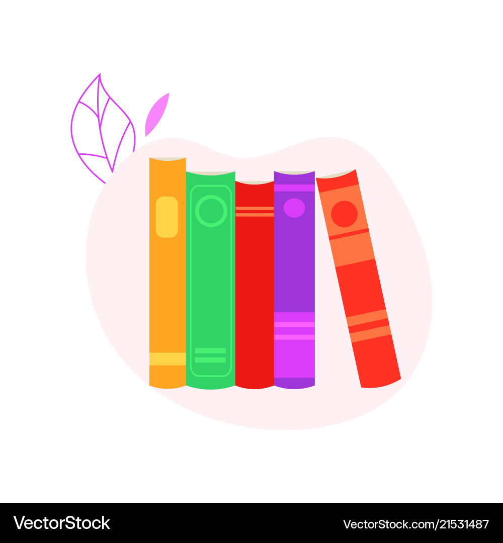 Stack of standing closed books with colorful Vector Image