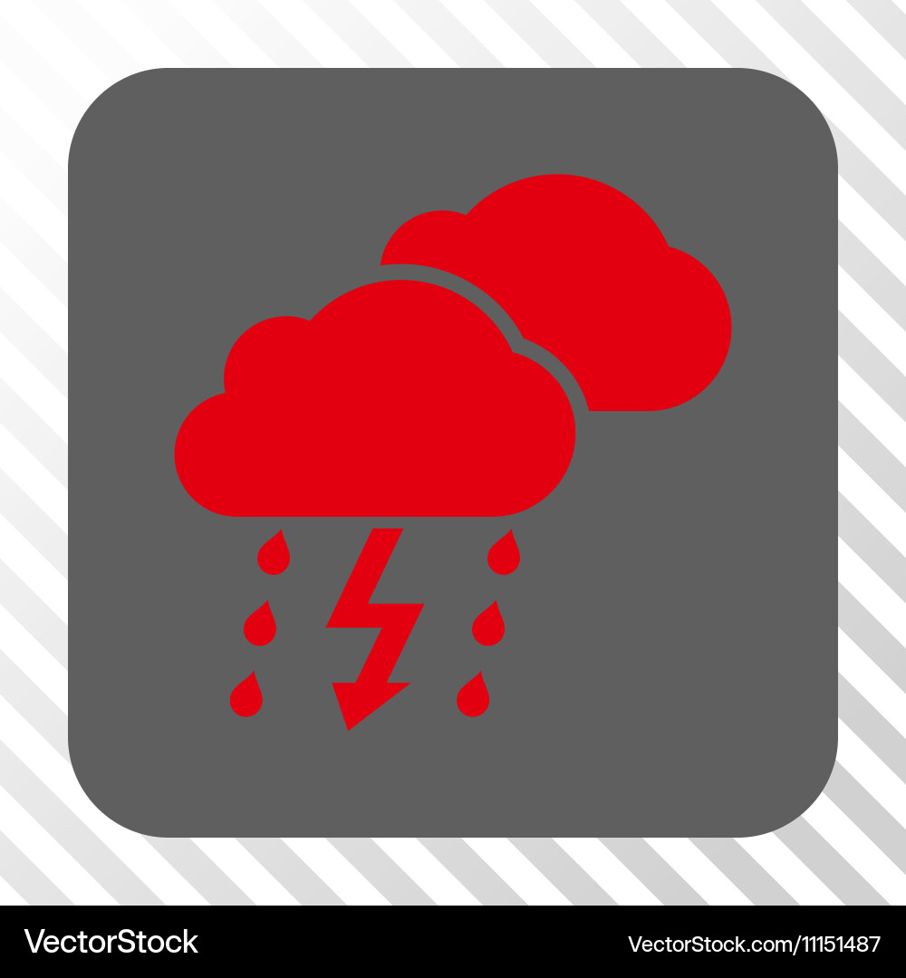 Thunderstorm clouds rounded square button vector image