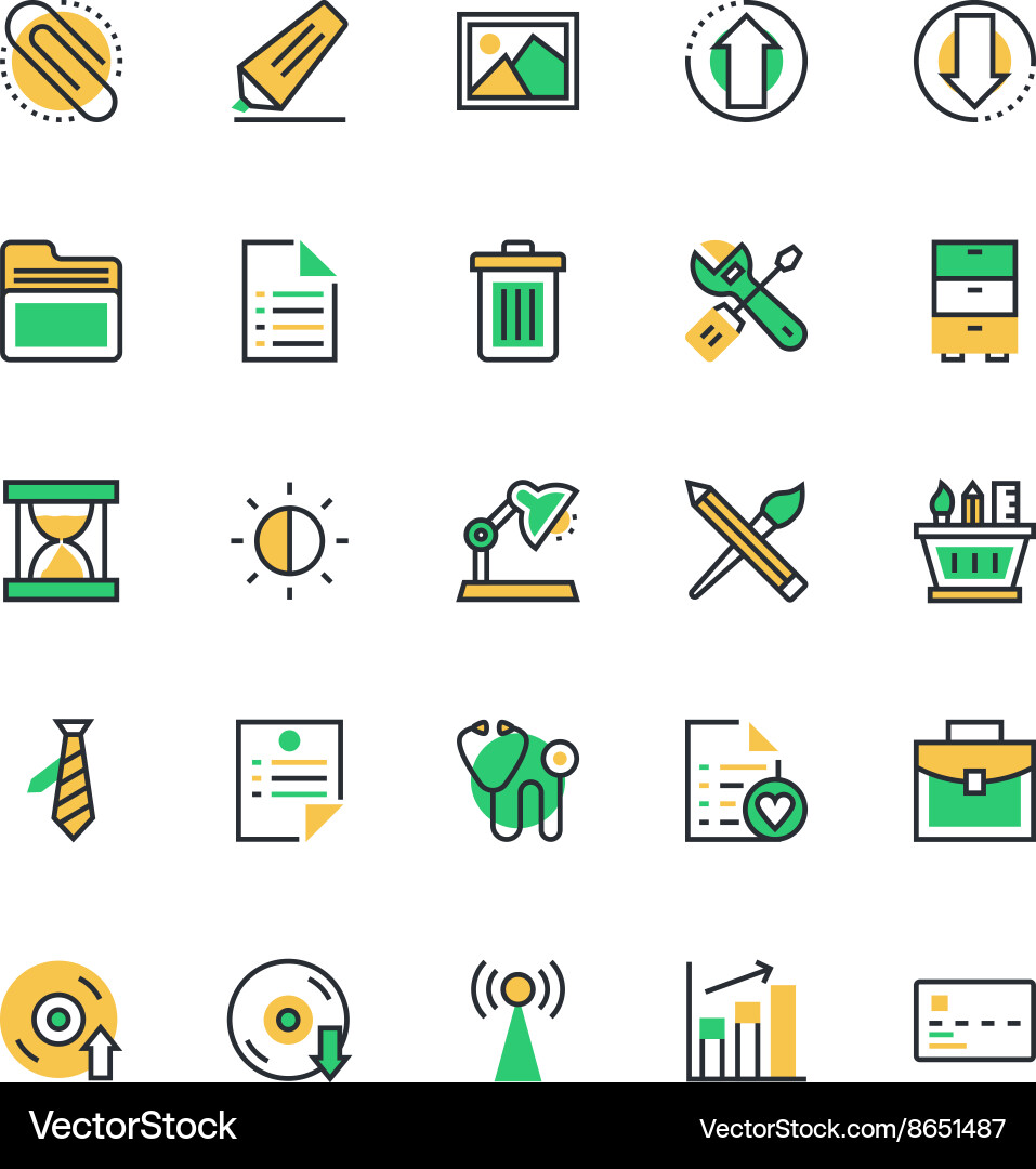 User interface and web colored icons 5 vector image