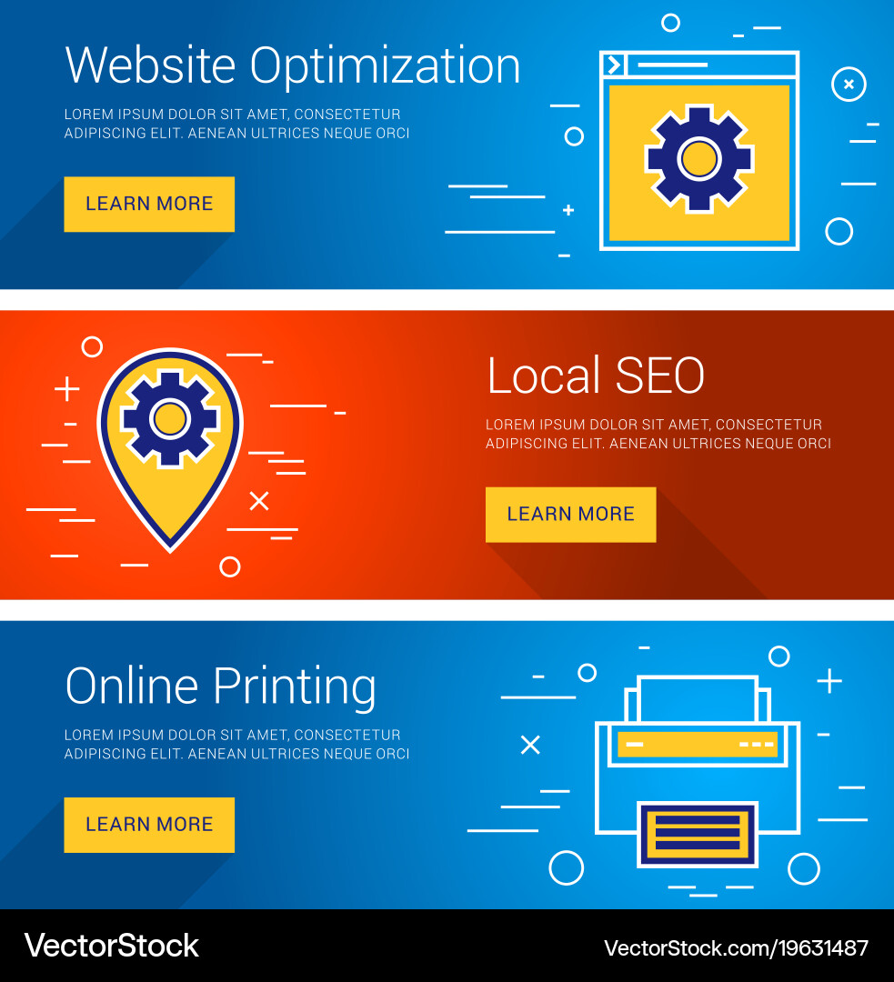Website optimization online printing local seo Vector Image