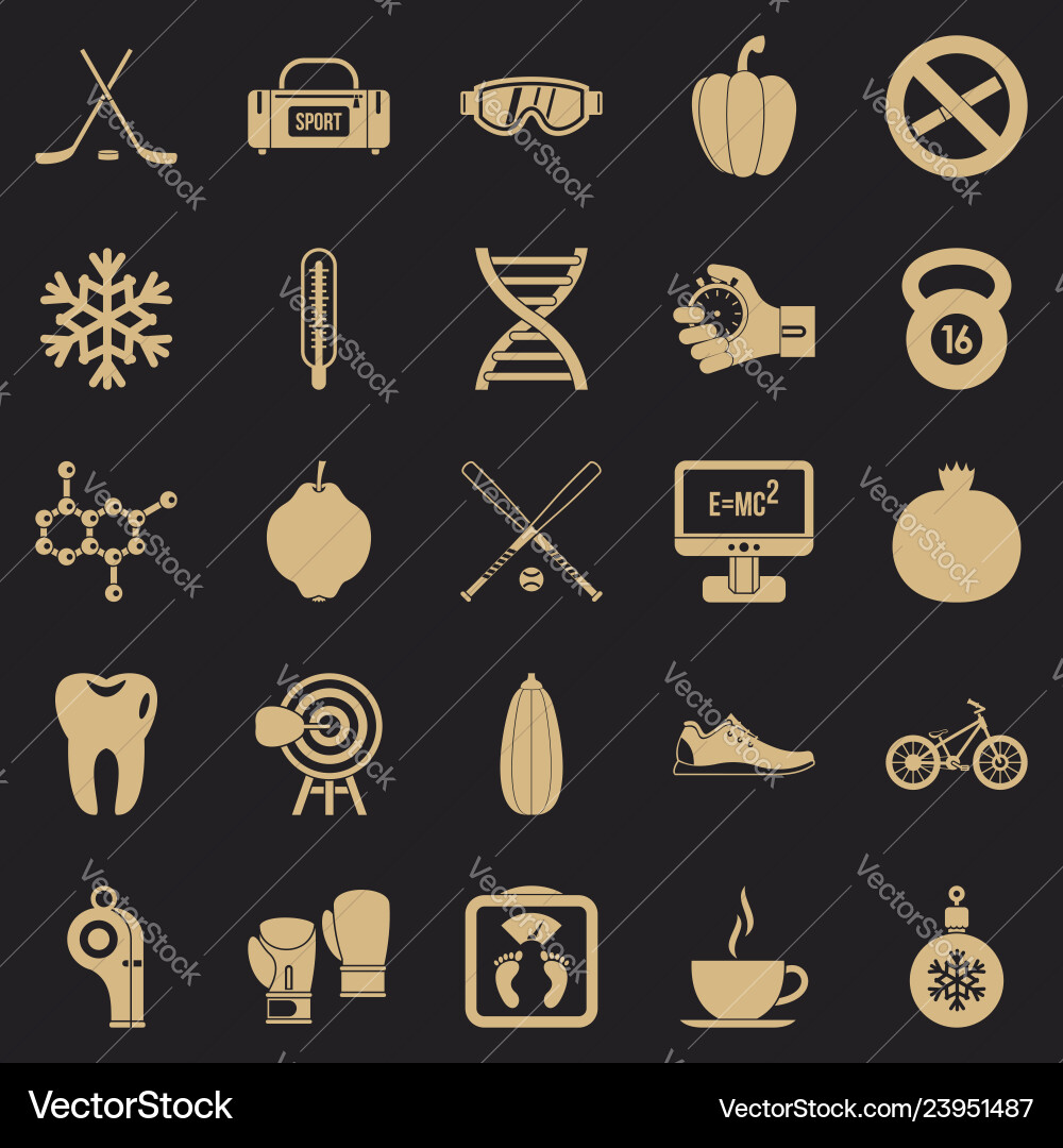 Without bad habbits icons set simple style Vector Image