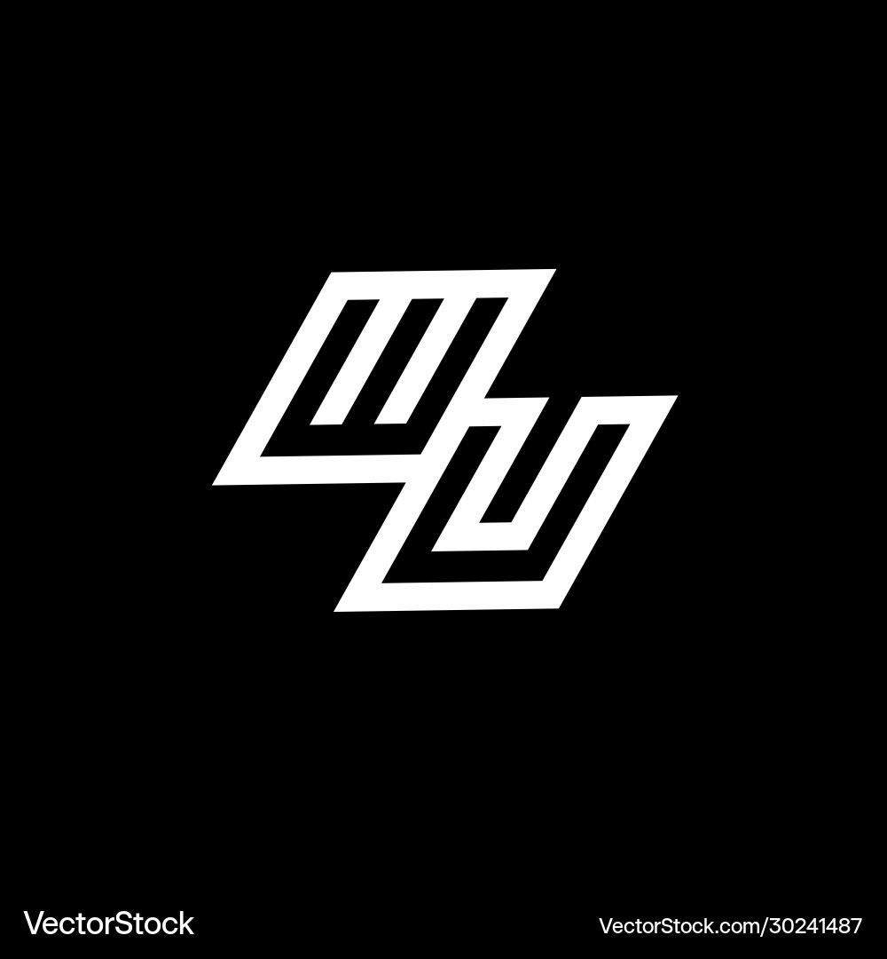 Wu logo monogram with up to down style negative Vector Image