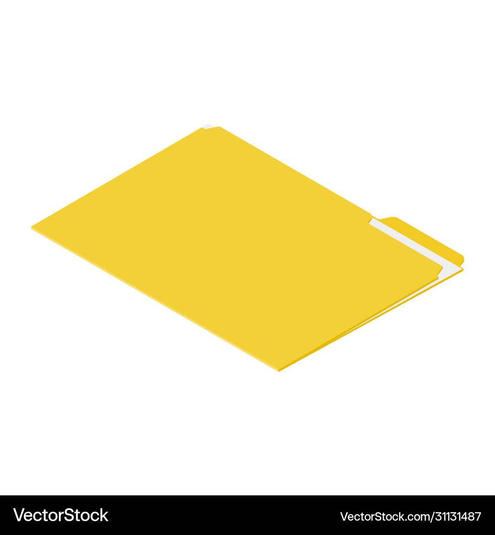 Yellow file folder isometric view isolated Yellow file folder isometric view isolated Vector Image