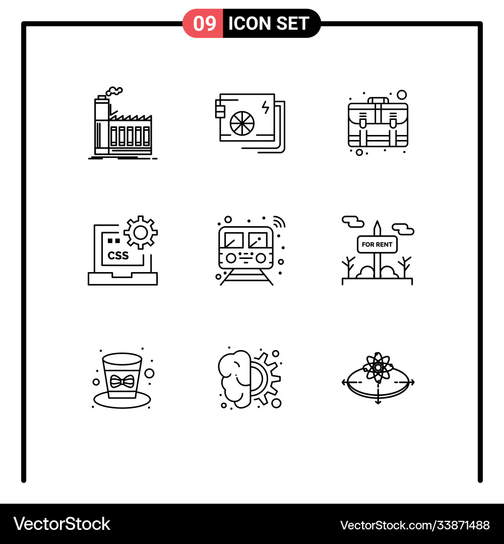 9 thematic outlines and editable symbols css Vector Image