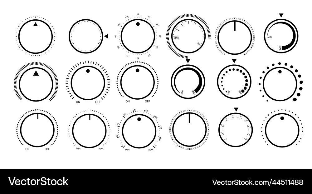 Adjustment dial rotary dials with round scale vector image