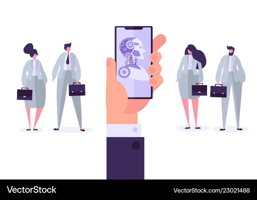 Artificial intelligence mobile phone with bot app Vector Image