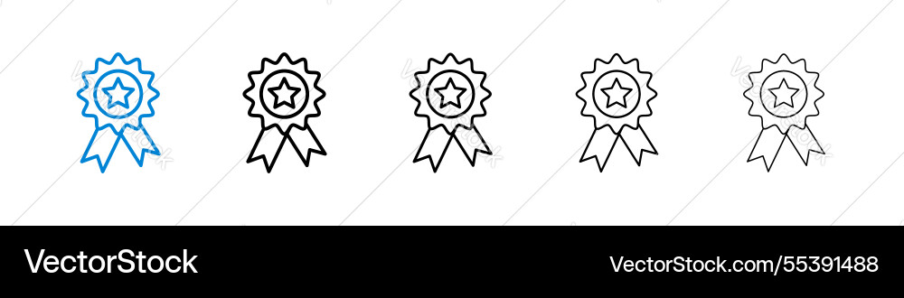 Badge icons in five different stroke sizes Vector Image