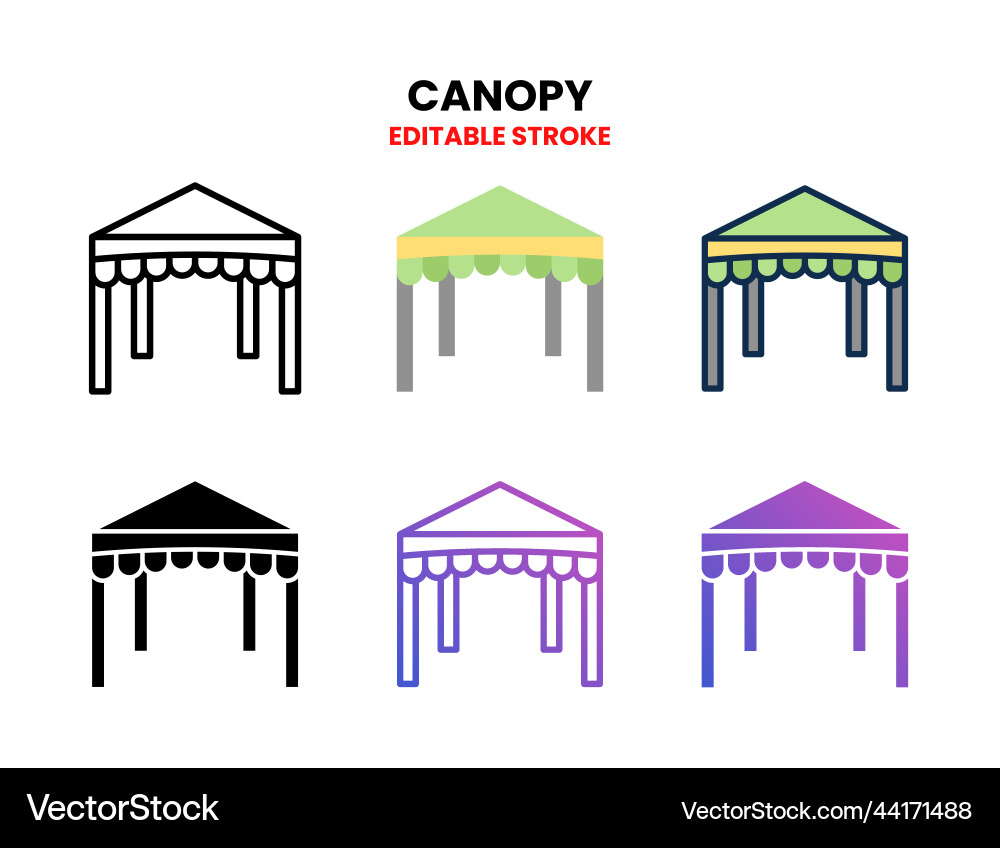 Canopy icon set with different styles Canopy icon set with different styles vector image